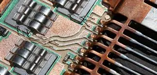 Close up view of electronic components on a PCB board Close up view of electronic components on a PCB board