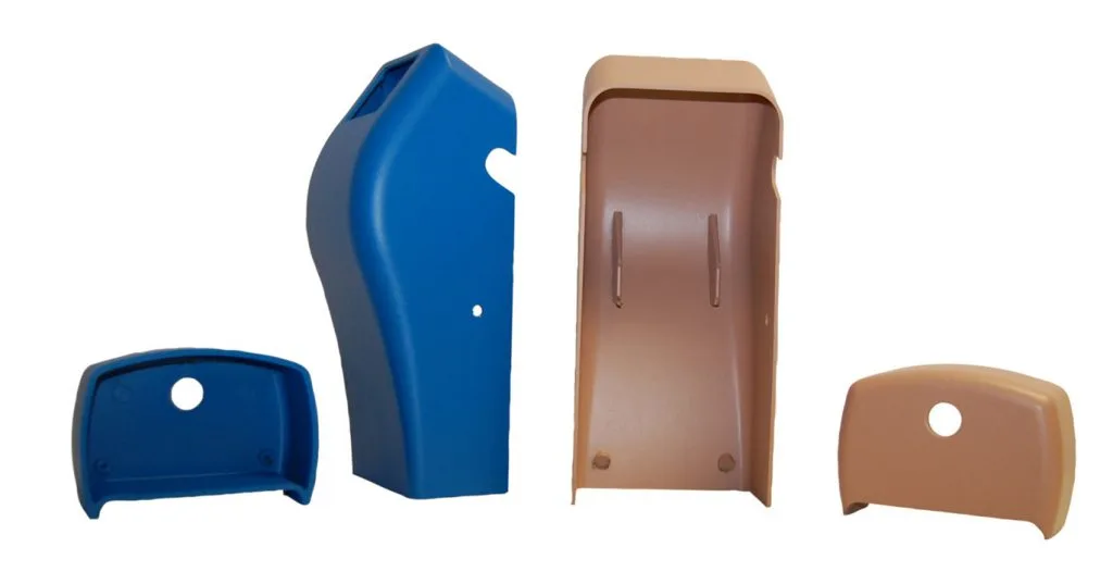 Custom colored parts made using Reaction Injection Molding for flexibility Custom colored parts made using Reaction Injection Molding for flexibility
