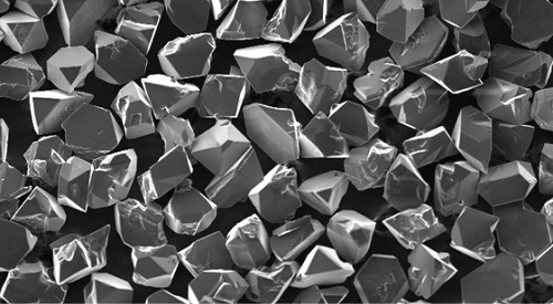 Microscopic view of cubic boron nitride crystals used in advanced tools
