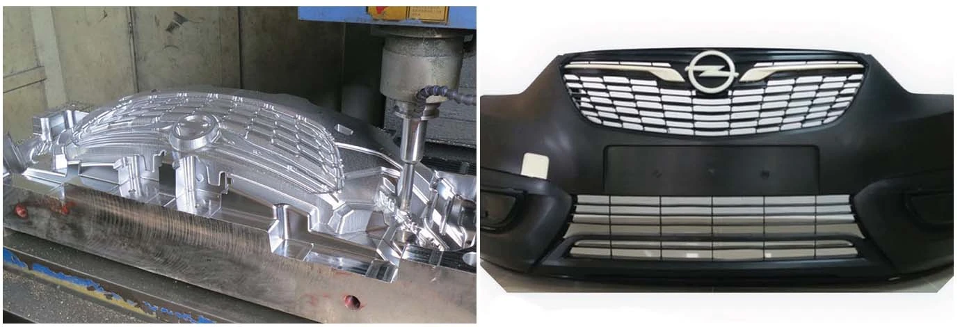 Molded automotive bumper produced using precision injection molding Molded automotive bumper produced using precision injection molding